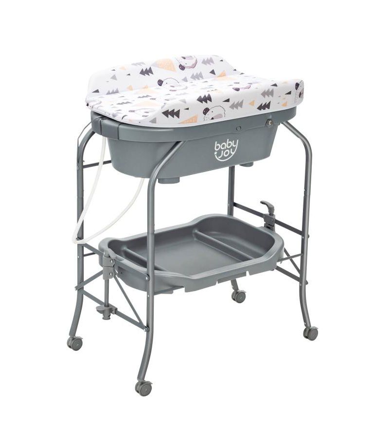 Portable Baby Changing Table with Storage Basket and Shelves