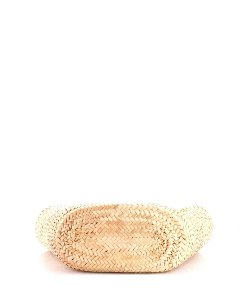 Small Logo Open Tote Woven Raffia