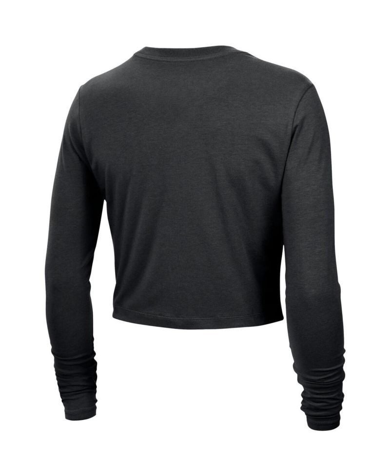 Women's Black WNBA Team 13 Cropped Tri-Blend Long Sleeve T-Shirt