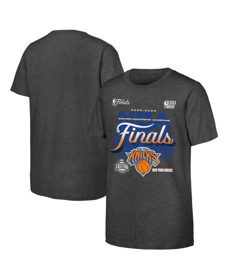 Big Boys and Girls Charcoal New York Knicks 2026 NBA Eastern Conference Champions Authentic Locker Room T-Shirt
