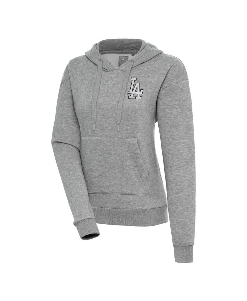 Women's Heather Gray Los Angeles Dodgers Brushed Metallic Victory Pullover Hoodie