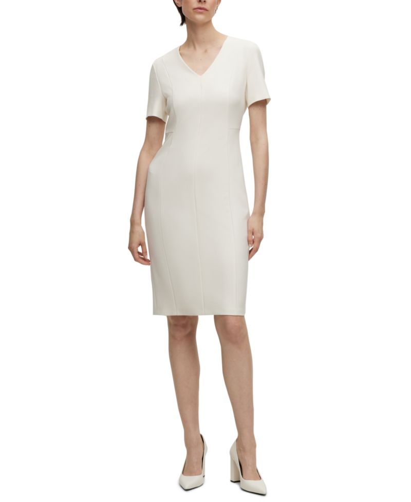 BOSS by Women's Stretch Fabric V-Neck Dress