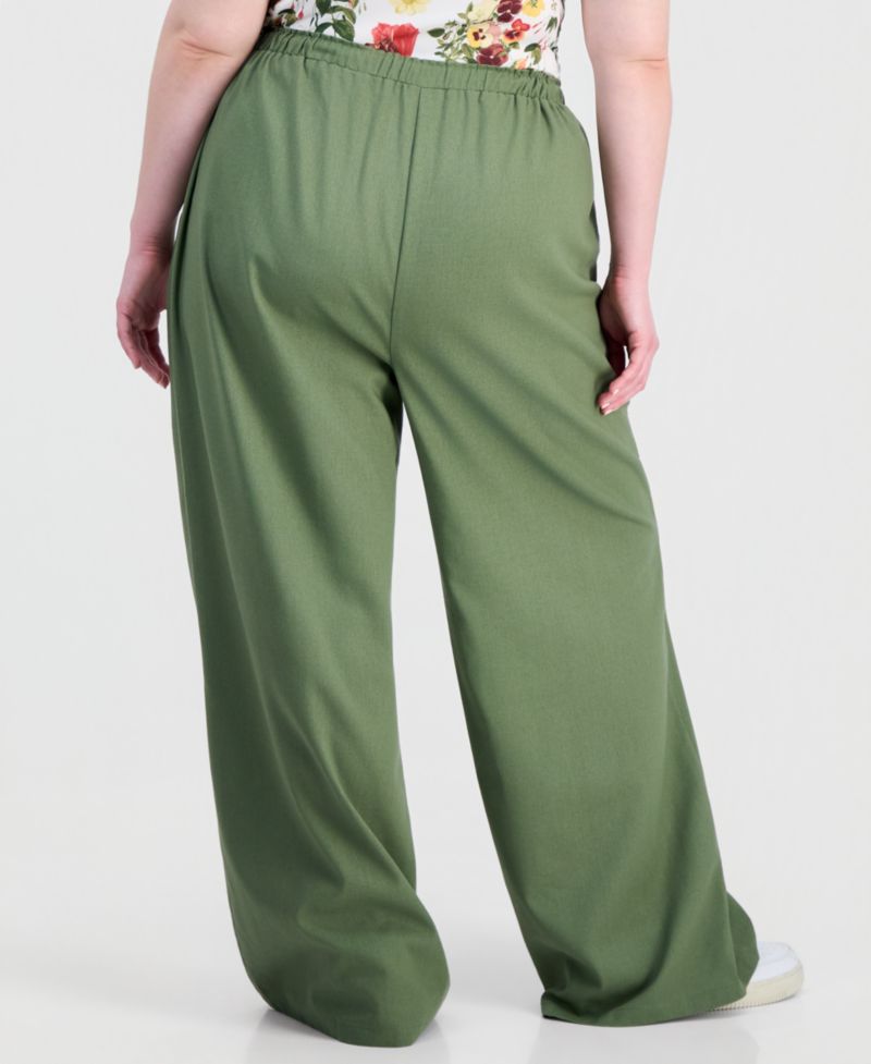 Trendy Plus Size Drawstring-Waist Wide-Leg Pants