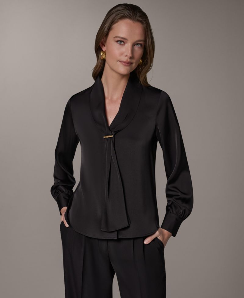 Petite Long-Sleeve V-Neck Pull-On Top