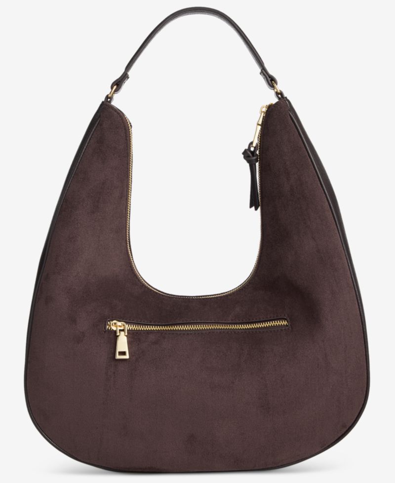 Kyel Faux Suede Studded Hobo Bag