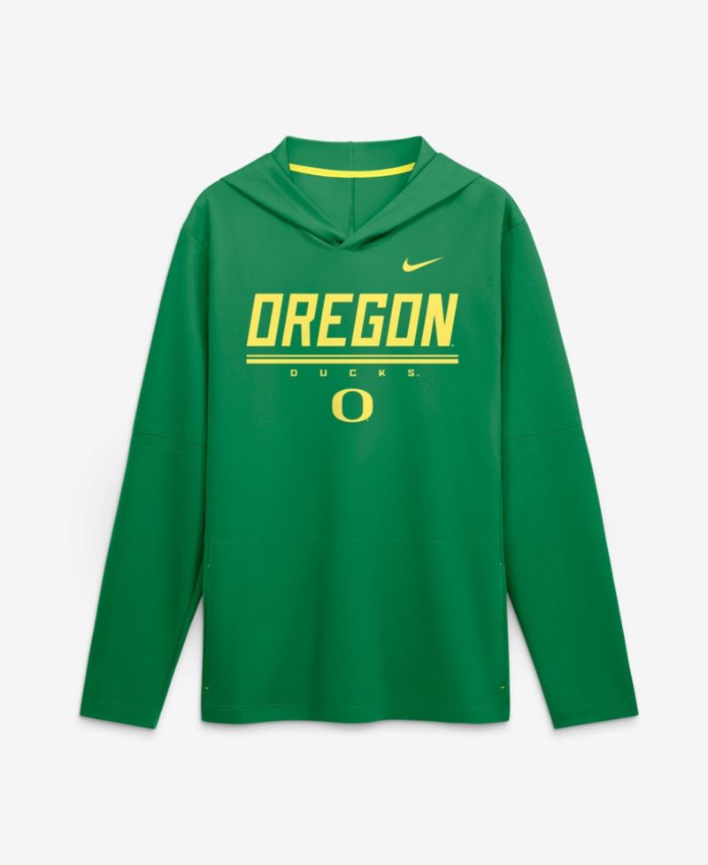 Men's Green Oregon Ducks 2026 Sideline Lightweight Long Sleeve Dri-FIT Hoodie