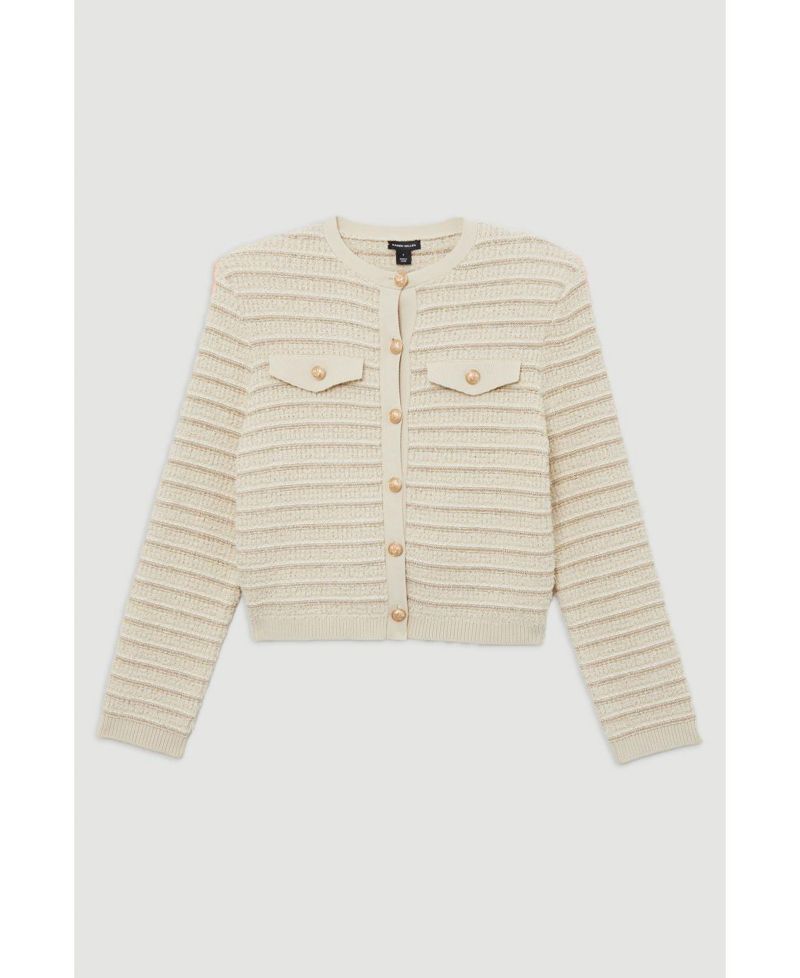 Women's Textured Military Trim Knit Jacket