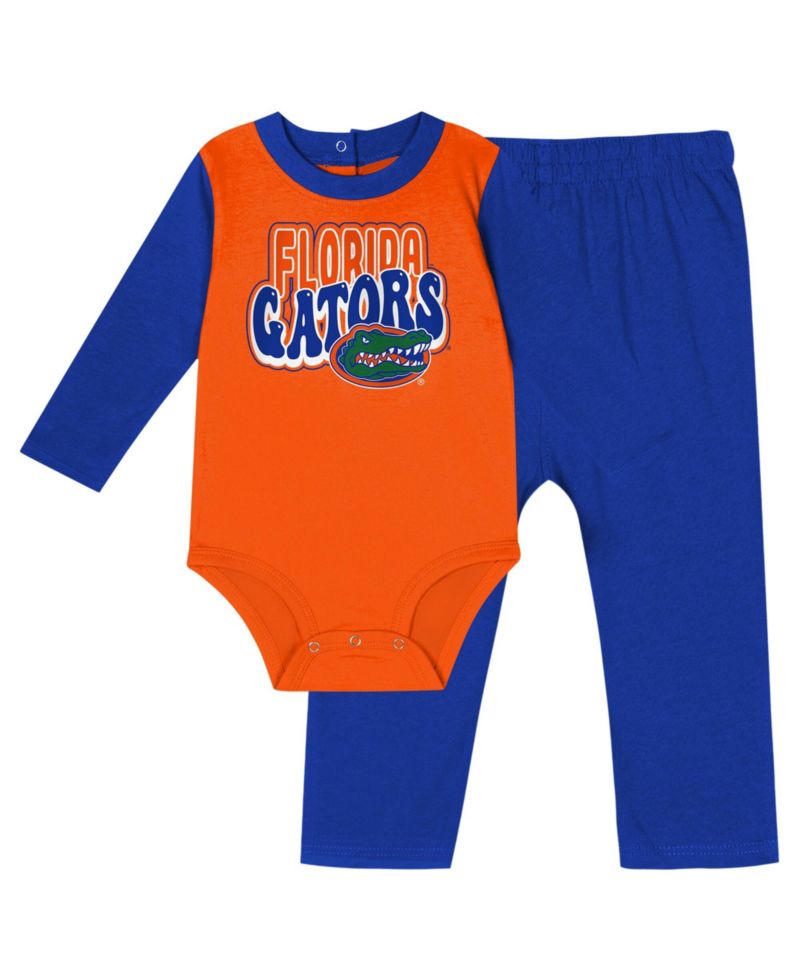 Baby Boys and Girls Royal Florida Gators Double Up Long Sleeve Bodysuit and Pant Set