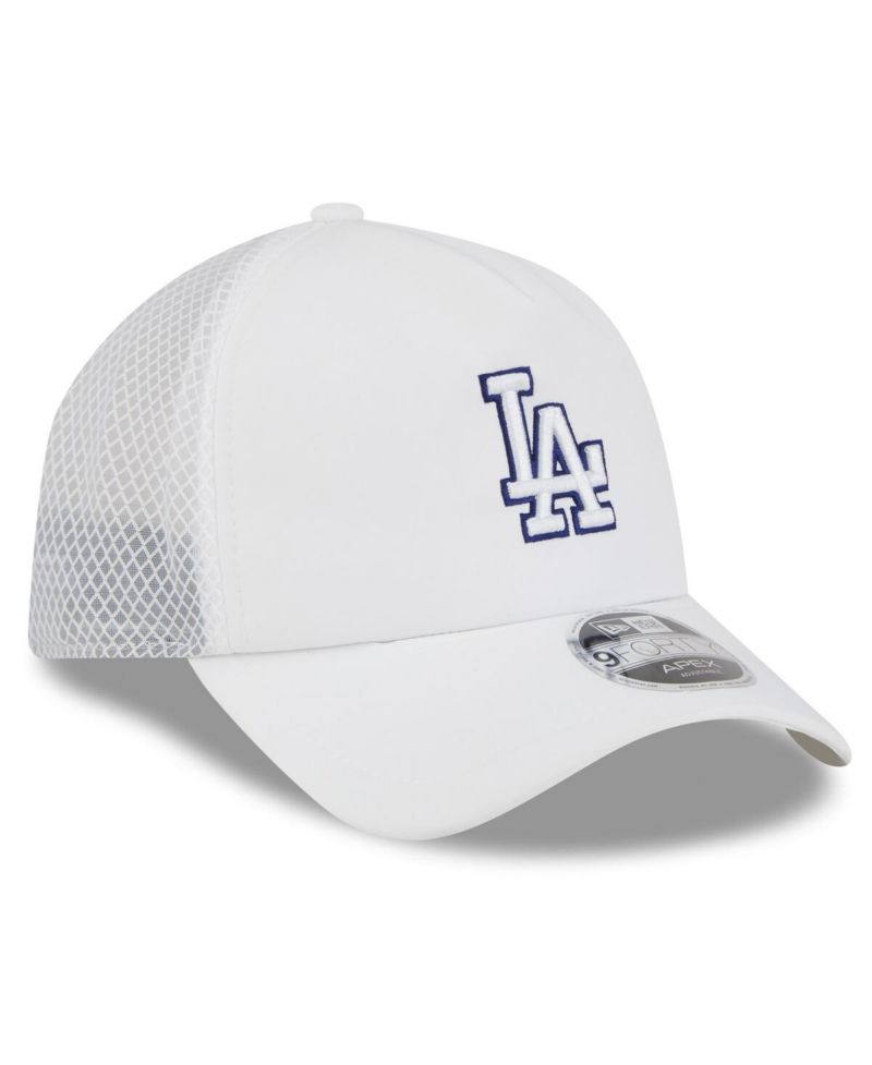 Men's White Los Angeles Dodgers 2026 Batting Practice Apex 9FORTY Adjustable Trucker Hat
