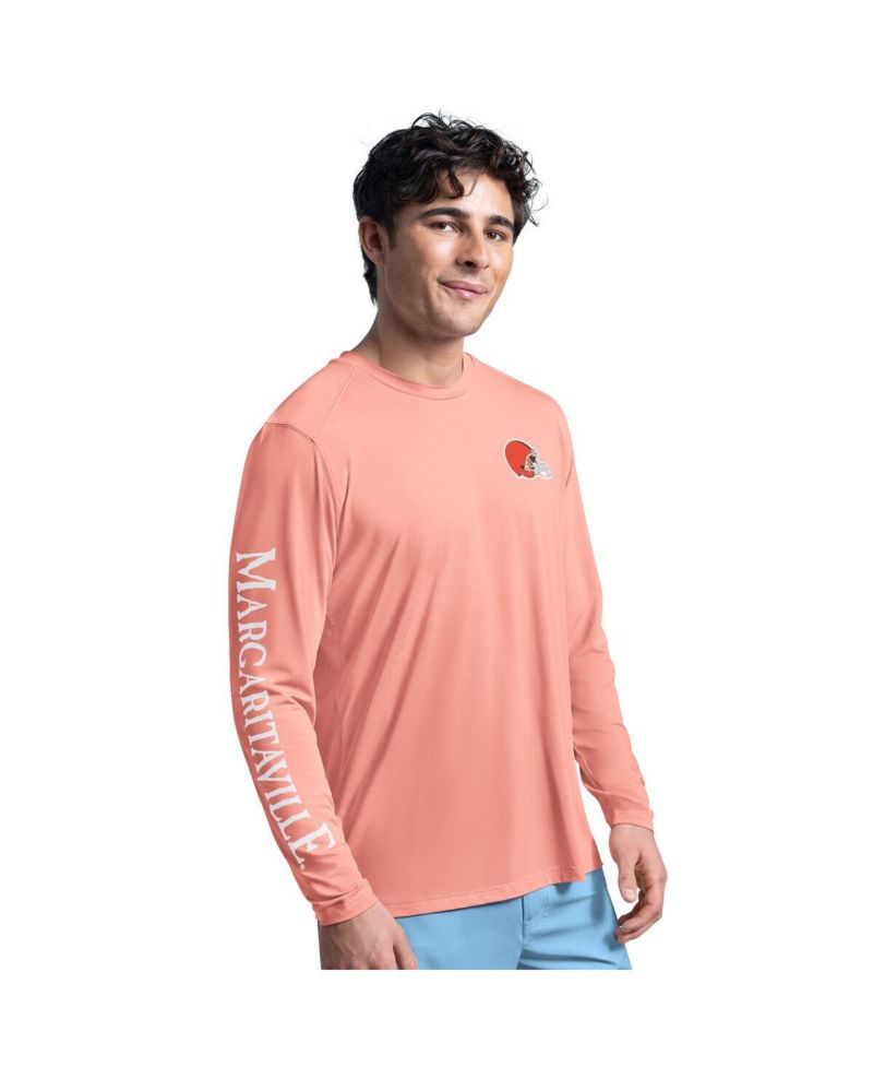 Men's Coral Cleveland Browns Rock Harbor Long Sleeve Rashguard Top
