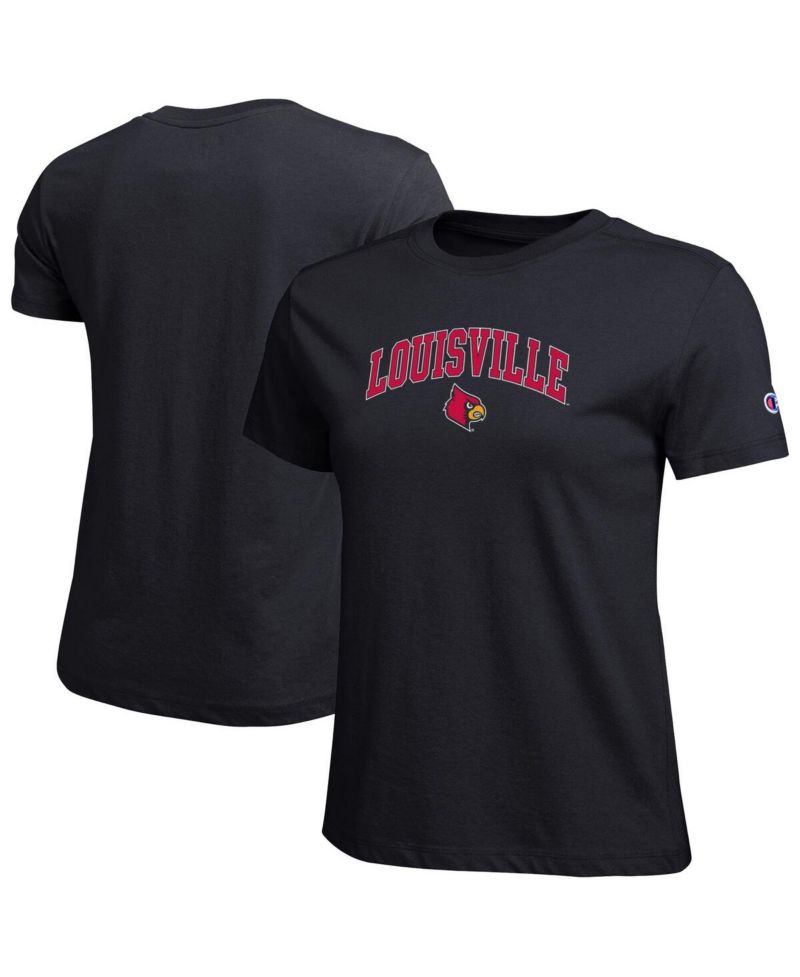 Women's Black Louisville Cardinals Arched Over Logo T-Shirt