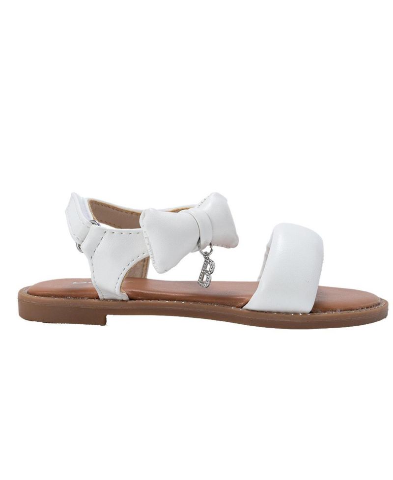 Little Girls Girl's Fashion Sandals - Dressy Shoes with Puffy Bow and Hanging Logo Charm