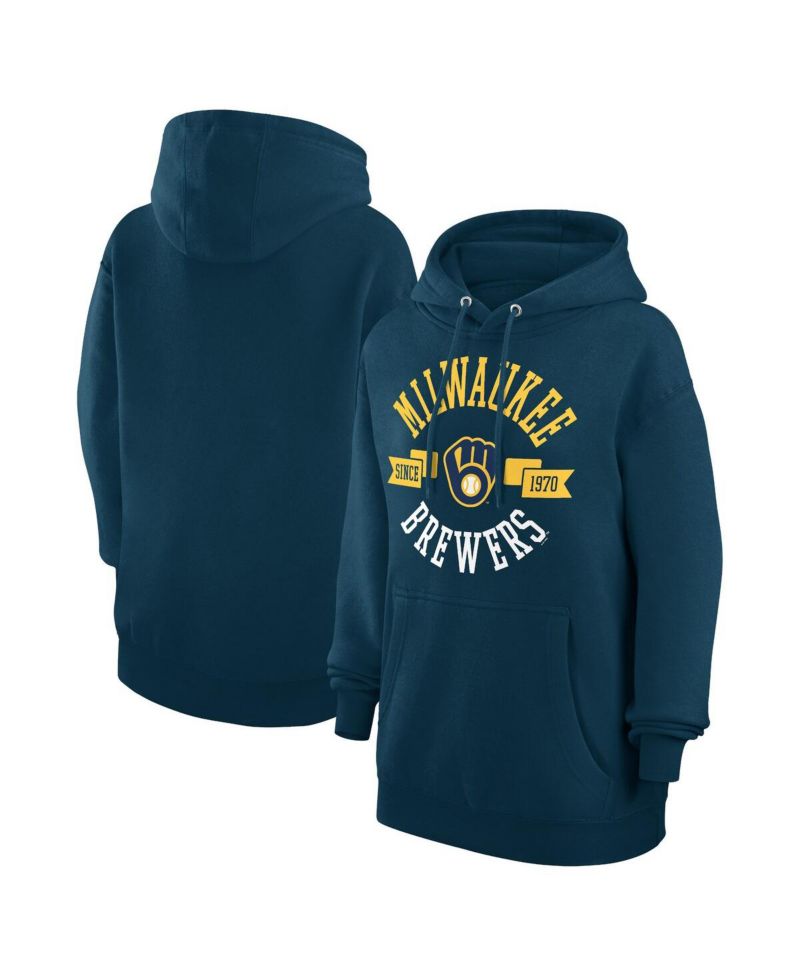 Women's Navy Milwaukee Brewers City Graphic Pullover Hoodie