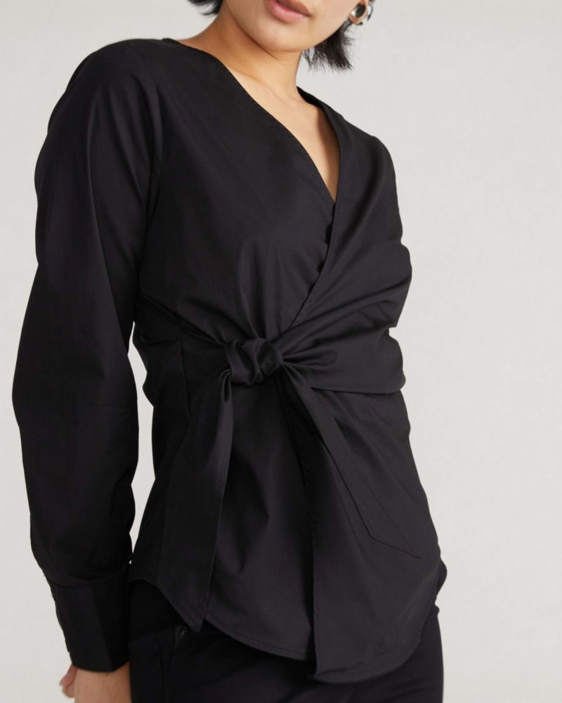 Women's Plus Size Stretch Poplin Wrap Shirt