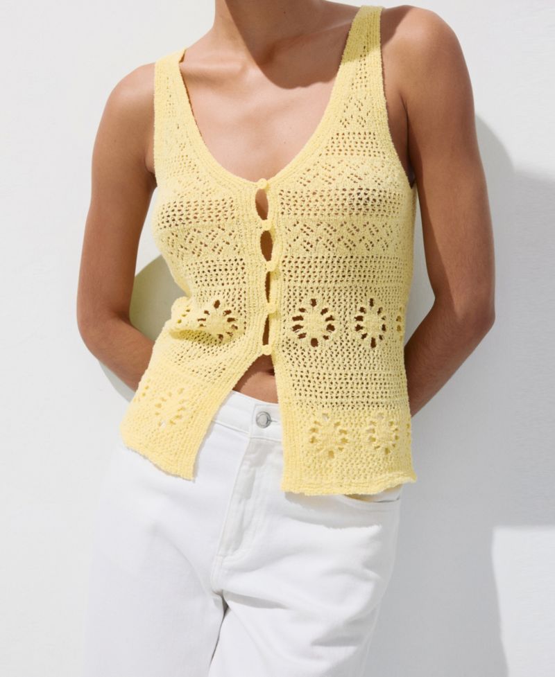 Women's Buttons Crocheted Vest