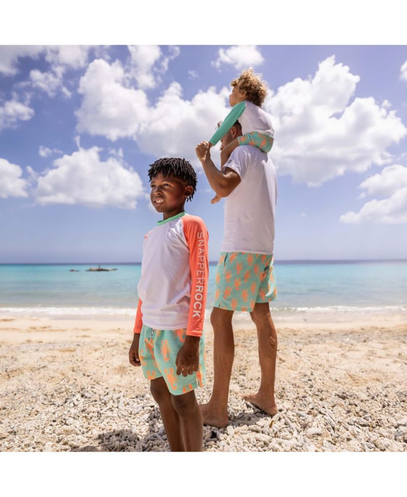 Big Boys White Coral Sleeve Sustainable Rash Top