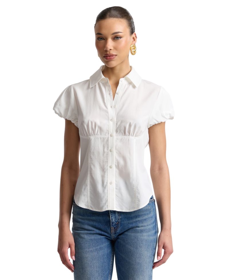Women's Fitted Puff-Sleeve Top