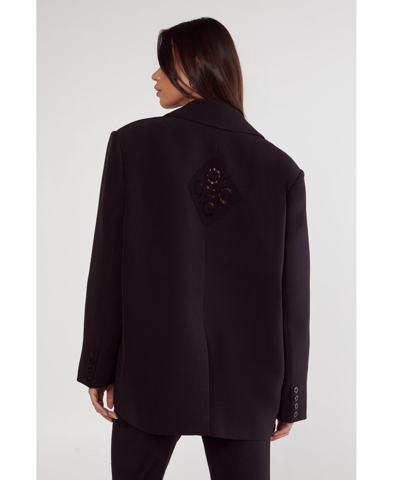 Women's Tailored Crochet Insert Oversized Blazer
