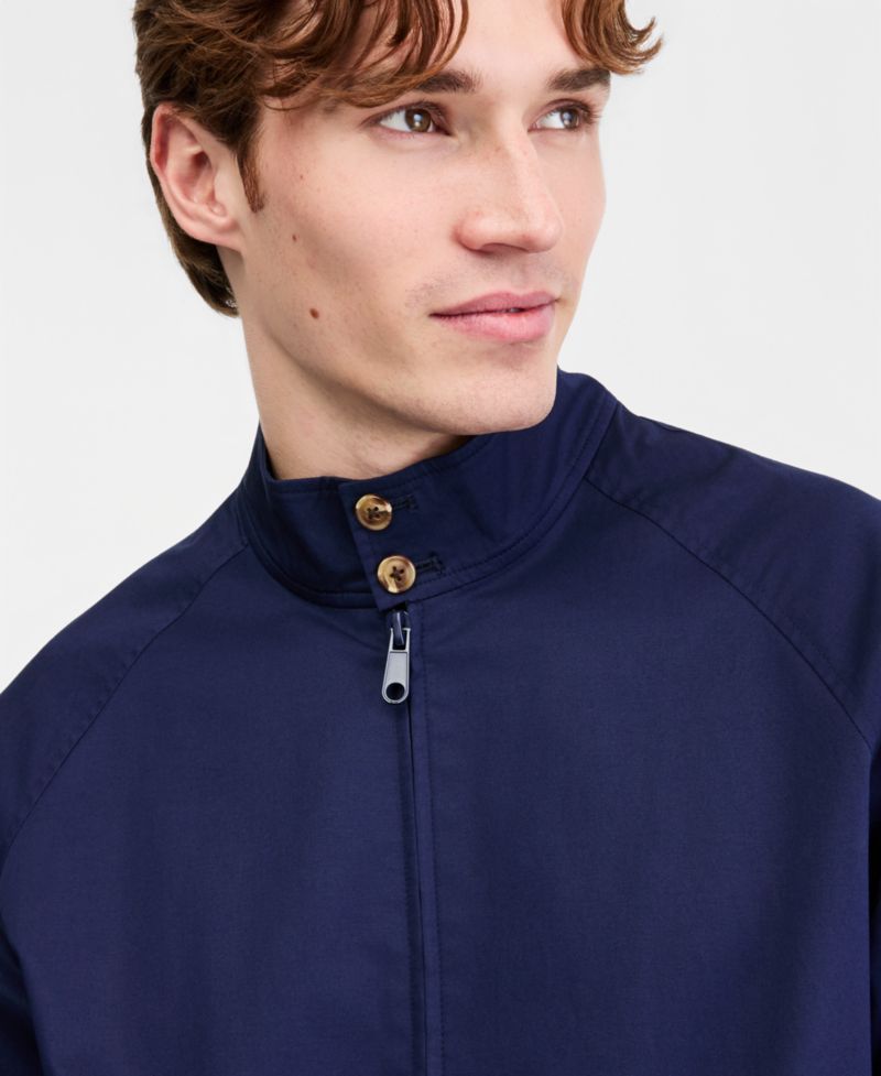 Men's Cotton-Blend Harrington Mock-Neck Jacket