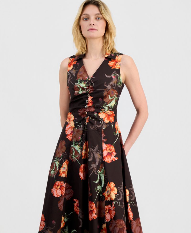 Women's Ruched-Front Sleeveless Dress