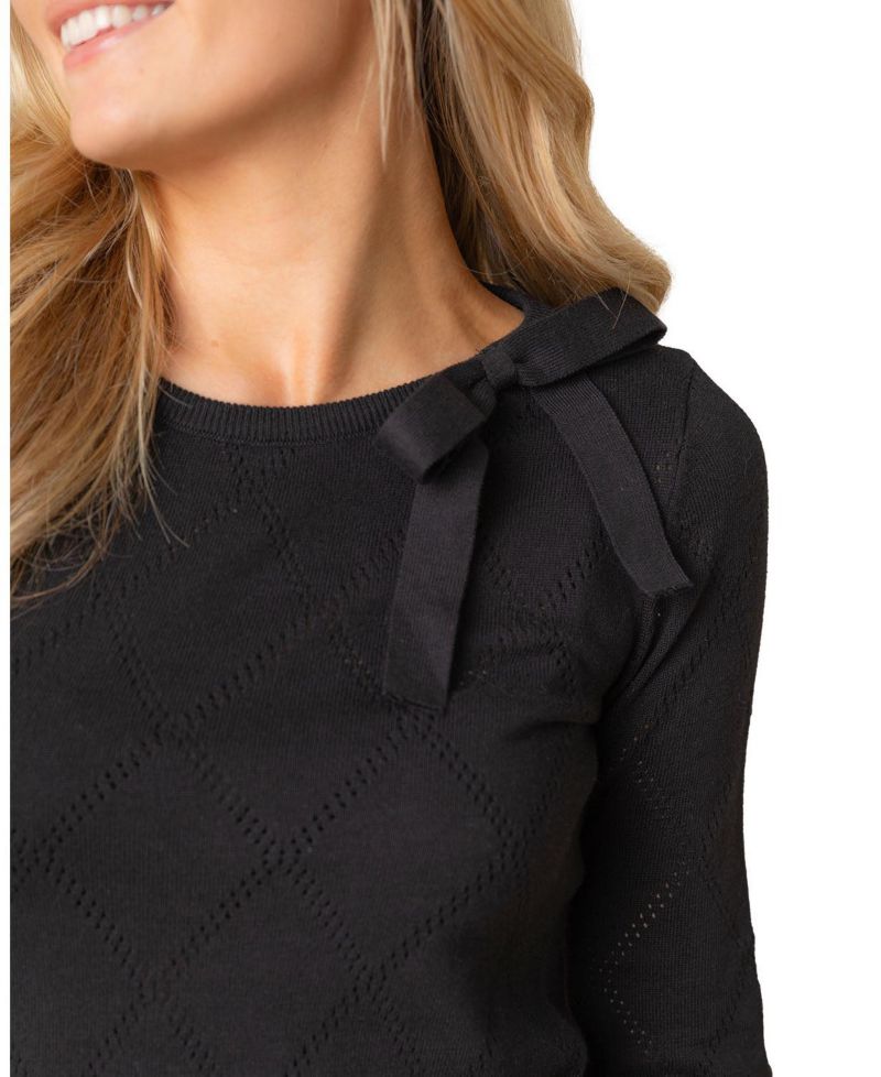 Women's Hope and Henry Organic Bow Detail Pointelle Sweater