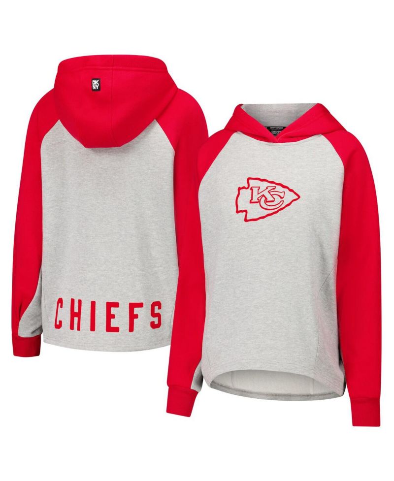 Women's Gray/Red Kansas City Chiefs Joy Cropped Raglan Pullover Hoodie
