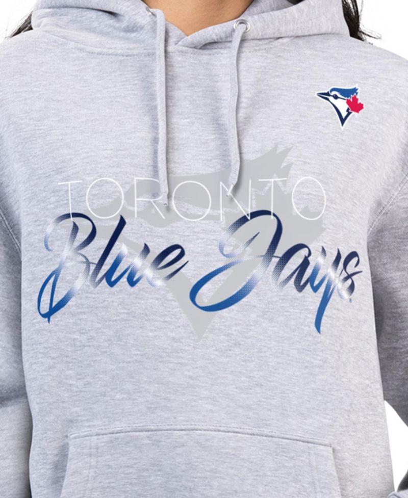 Women's Heather Gray Toronto Blue Jays Shadow Logo Graphic Pullover Hoodie