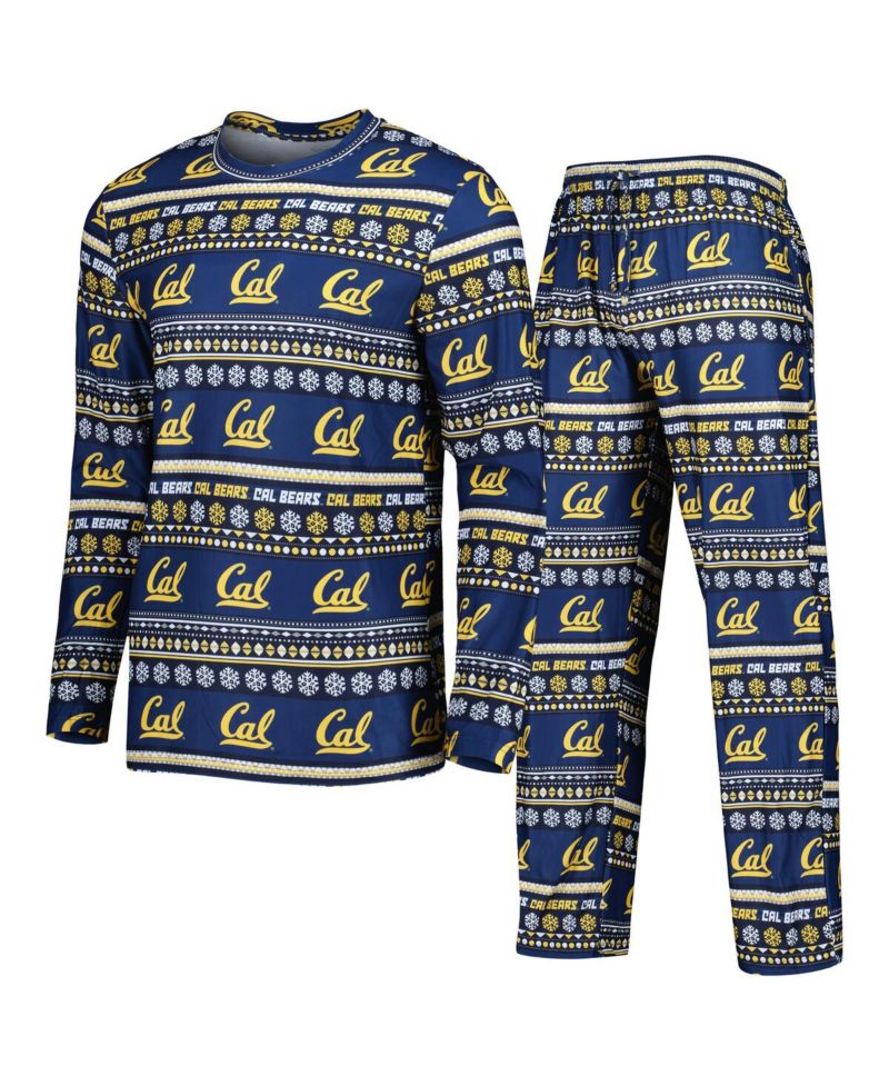Men's Navy Cal Bears Swivel Long Sleeve T-shirt and Pants Sleep Set