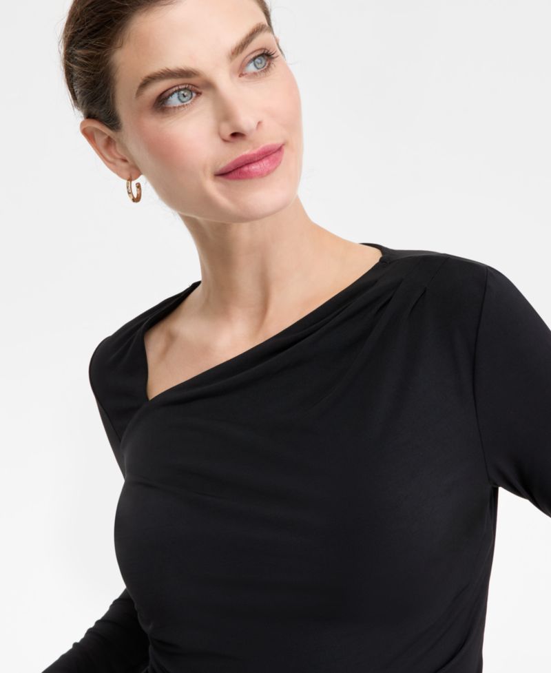 Women's Asymmetrical-Neck Long-Sleeve Top