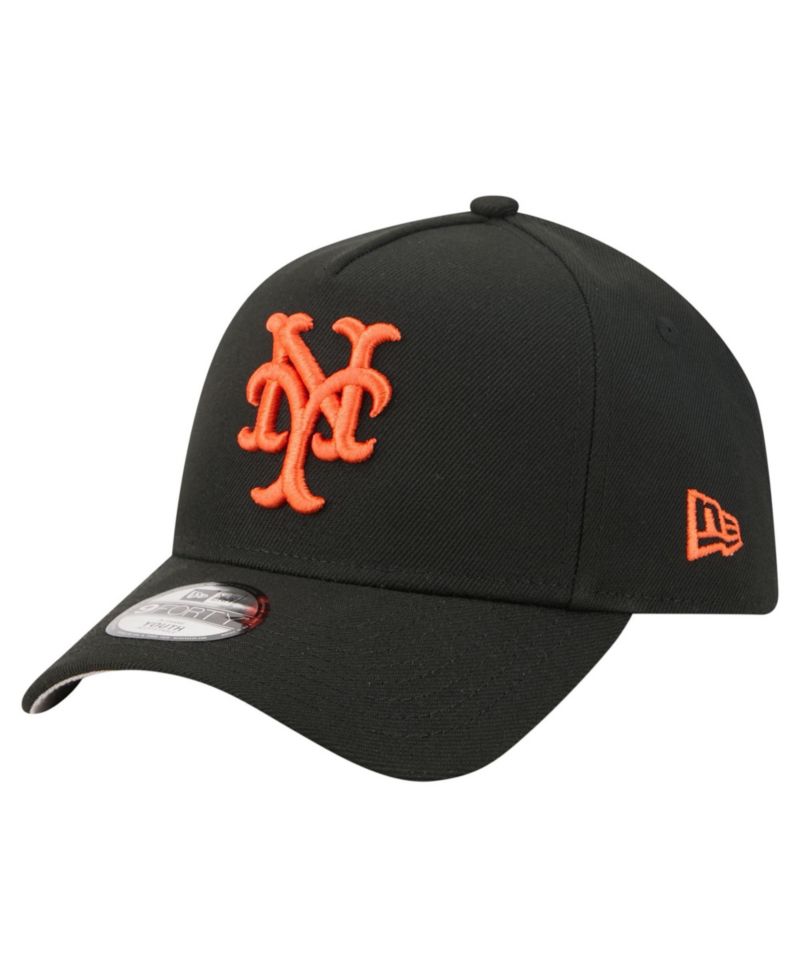 Big Boys and Girls Black New York Mets Cooperstown Logo 9FORTY A-Frame Adjustable Hat