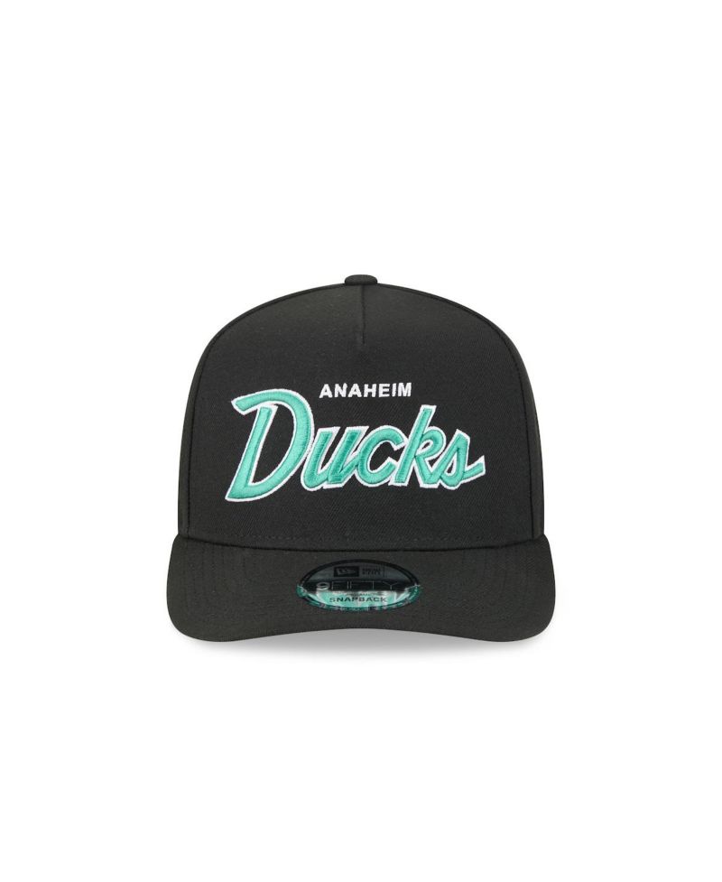 Men's Black Anaheim Ducks Script A-Frame 9FIFTY Snapback Hat