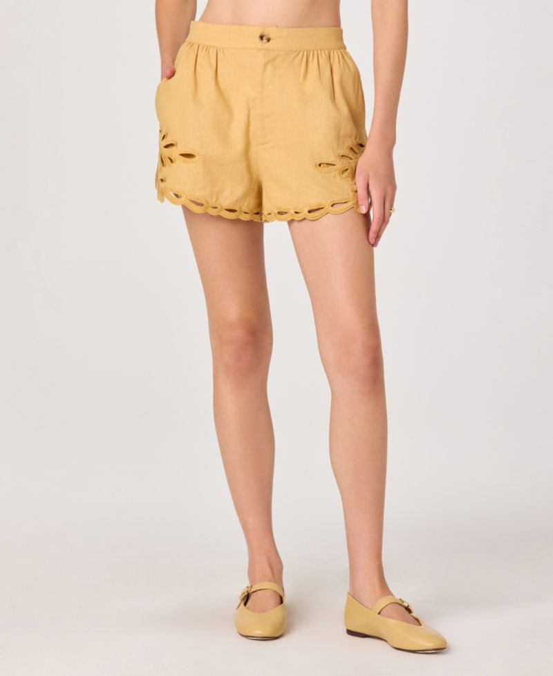 Women's High-Rise Scalloped Embroidered Mini Shorts