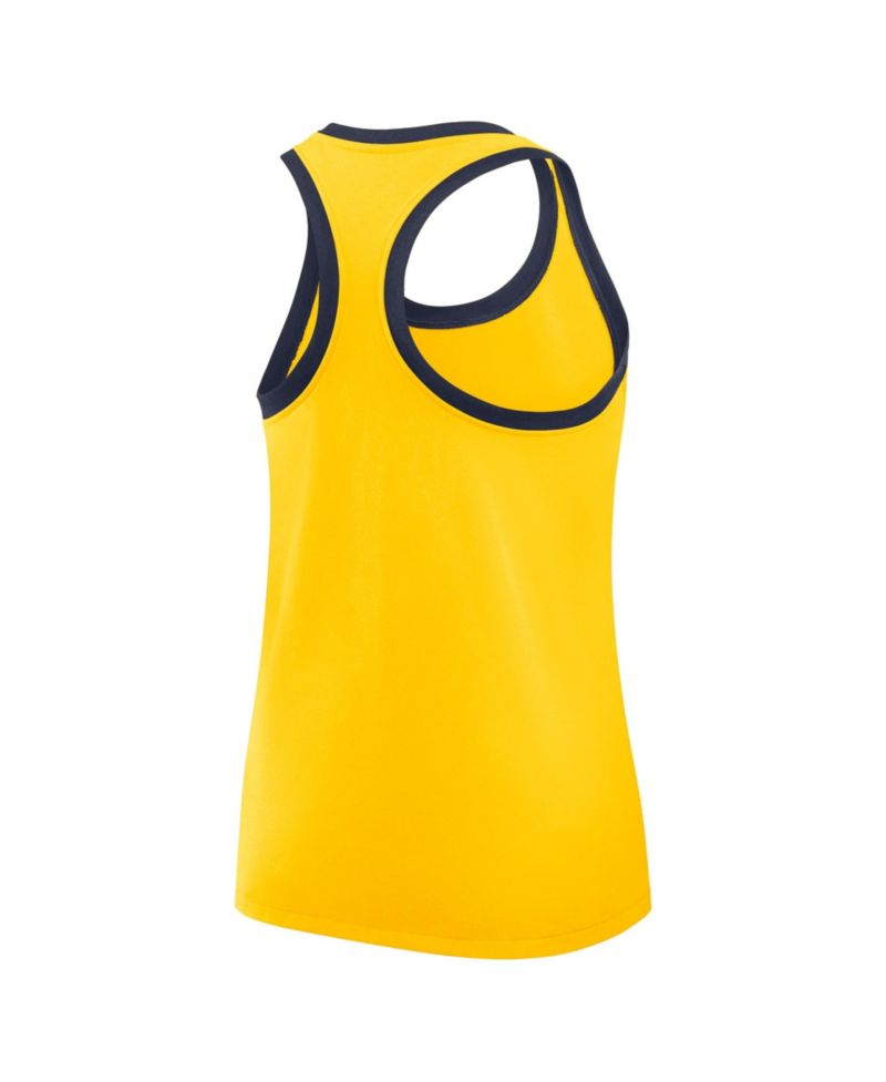 Women's Maize Michigan Wolverines Uni Name Tri-Blend Dri-FIT Racerback Tank Top