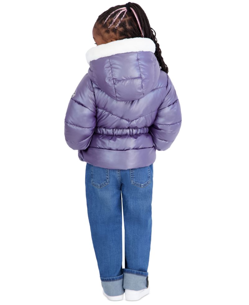 Toddler Girls' 2T-5T Pearlized Peplum Long-Sleeve Puffer Jacket