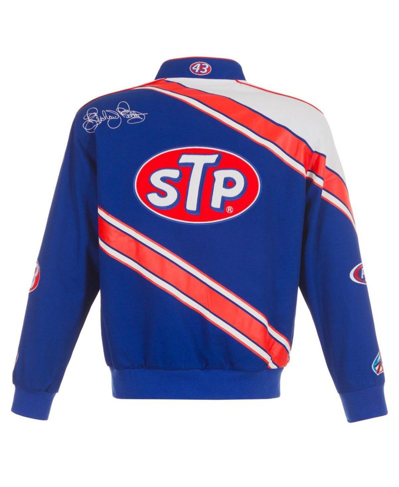 Men's Blue/White Richard Petty STP Full-Snap Twill Uniform Jacket