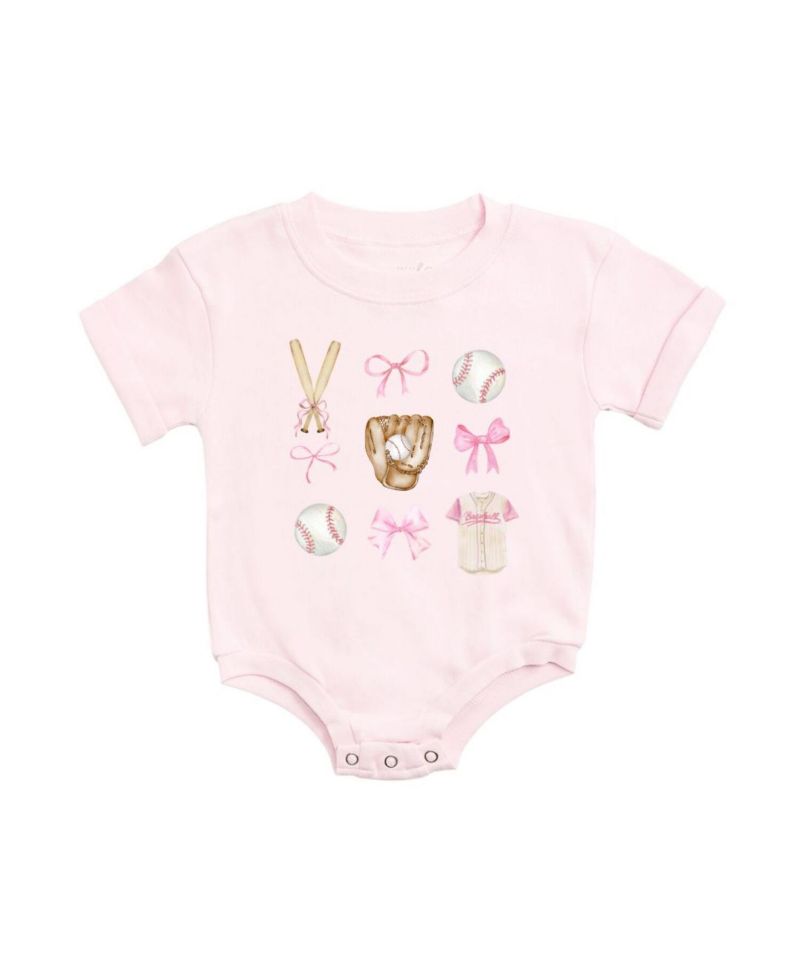 Baby Girls Baseball Cutie Short Sleeve Romper