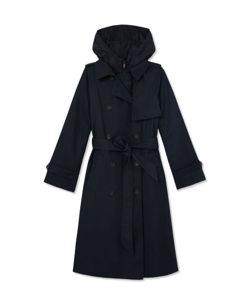 Women's Azura Hooded Double-Breasted Trench Coat