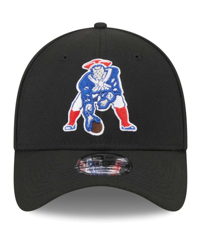 Men's Black New England Patriots Throwback Main 39THIRTY Flex Hat
