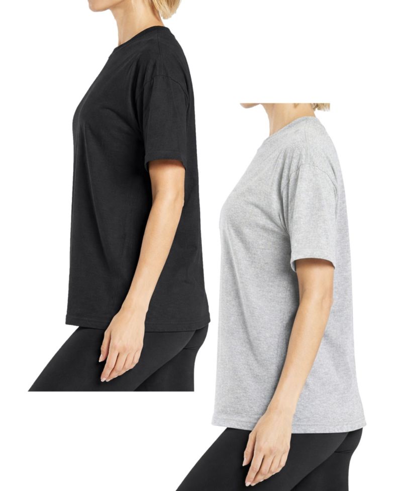 Women's Loose Fit Short Sleeve Crew Neck Solid Tee- 2 Pack