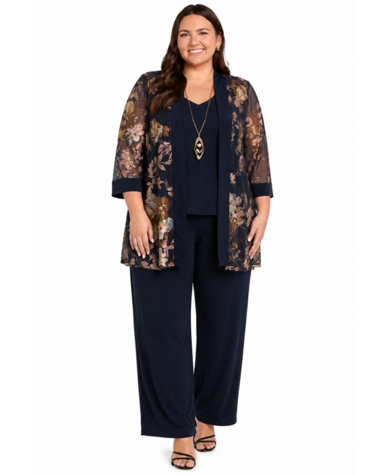 Plus Size Top, Pants, & Jacket, 3-Piece Set