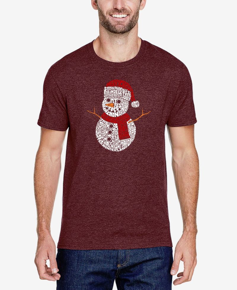 Men's Cotton/Poly Blend Word Art T-shirt- Snowman