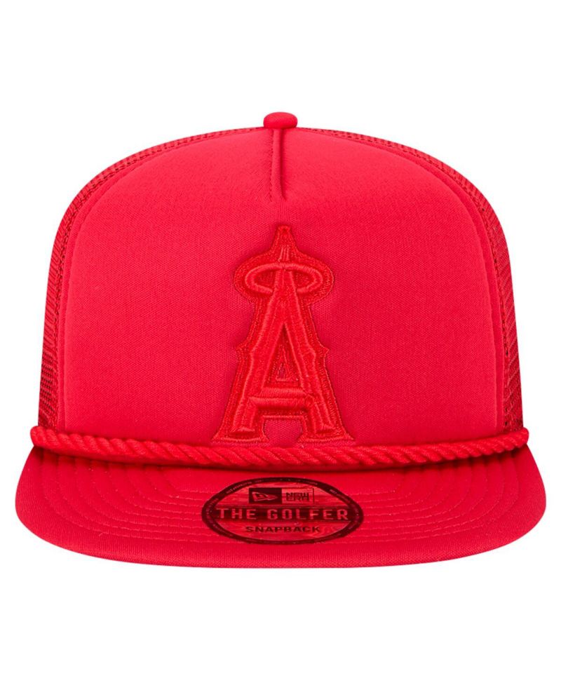 Men's Red Los Angeles Angels Tone Foam Meshback Golfer Snapback Hat