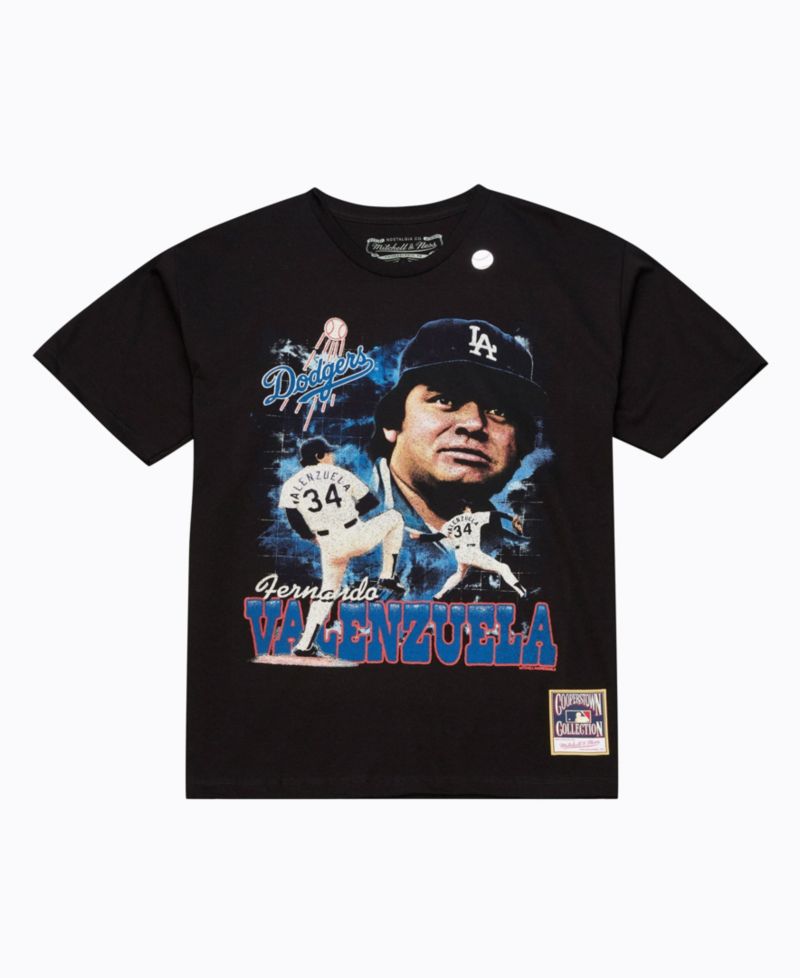 Men's Fernando Valenzuela Black Los Angeles Dodgers Cooperstown Collection Big & Tall Legendary Collage Player Graphic T-Shirt