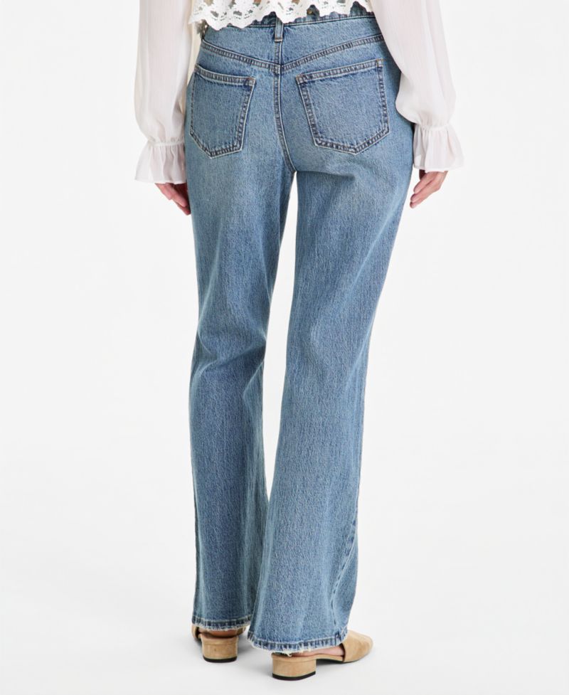 Petite Side Slit Bootcut High-Waisted Jeans
