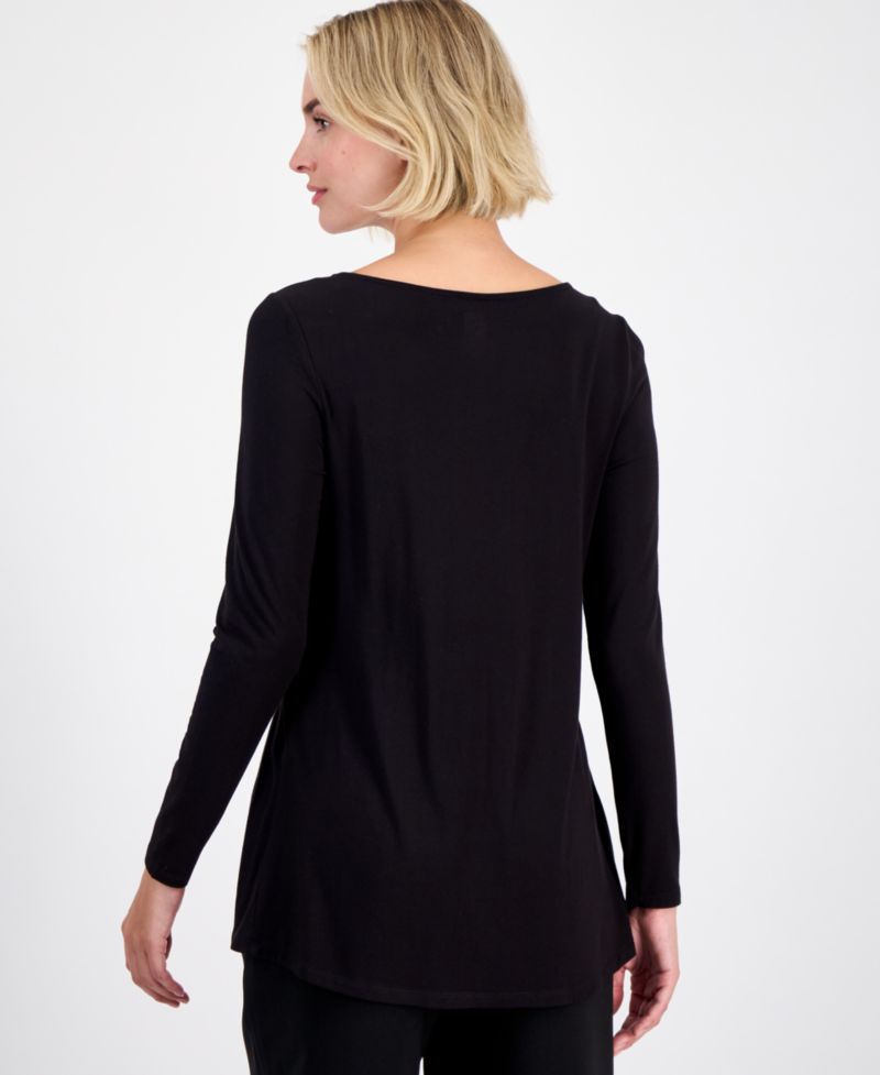 Women's Smocked-Waist Boat-Neck Top