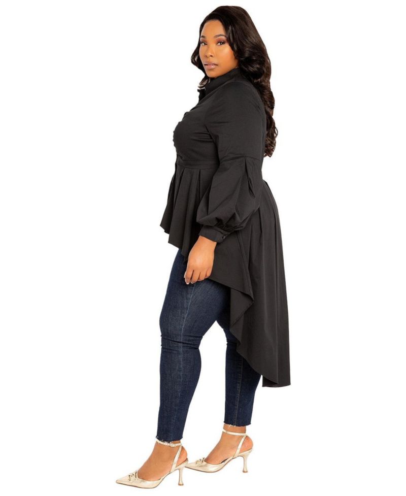 Plus Size High-low Peplum Blouse