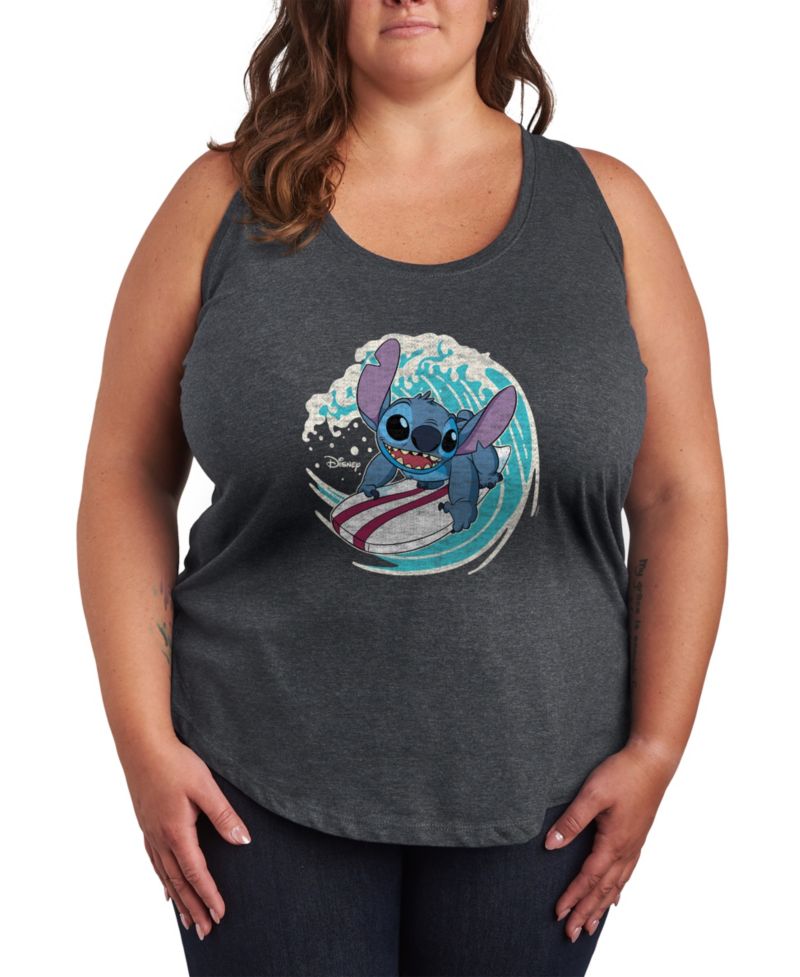 Plus Size Lilo Stitch Surf Racerback Graphic Tank Top