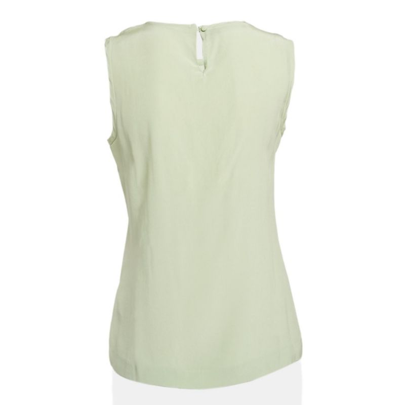 Women's Green Silk Sleeveless Top