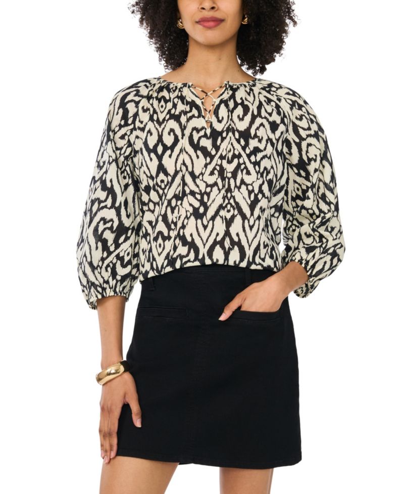 Women's Lace-Up Raglan Top