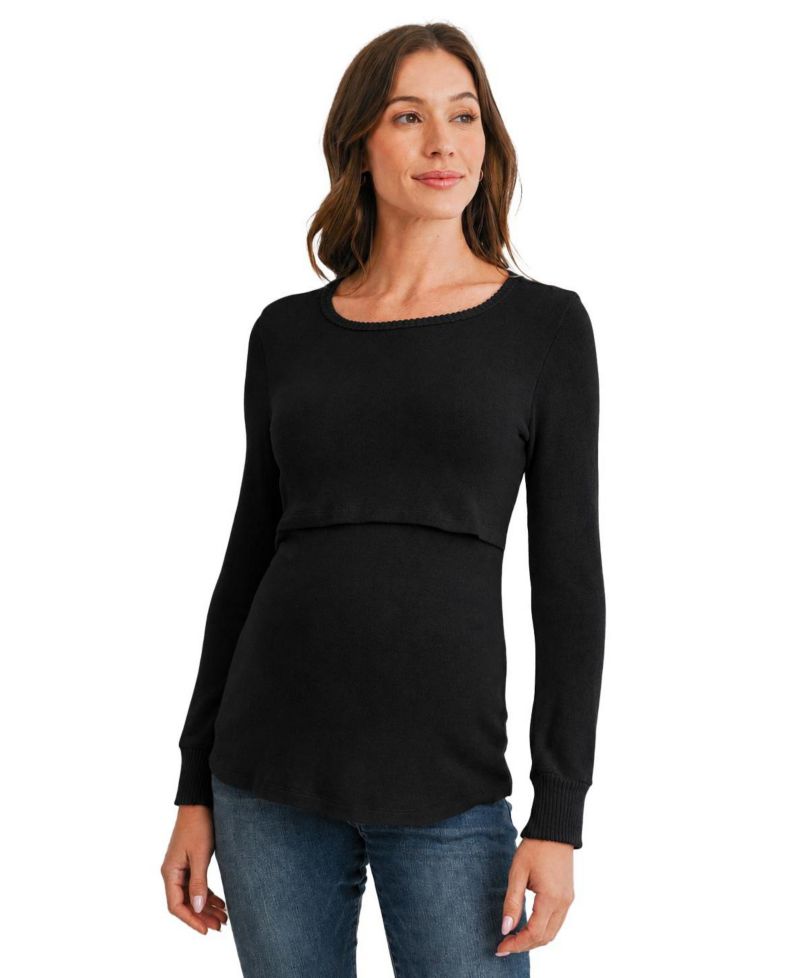 Maternity Nursing Brushed-Knit Sweater